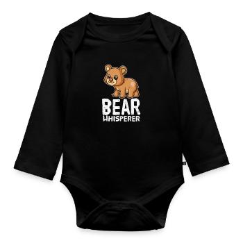 Funny Bear Lover Bear Whisperer - Organic Longsleeve Baby Bodysuit - black - Front