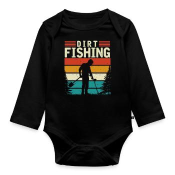 Metal detection, metal detector - Organic Longsleeve Baby Bodysuit - black - Front