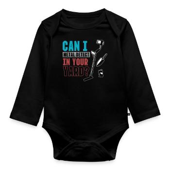Metal detection, metal detector - Organic Longsleeve Baby Bodysuit - black - Front