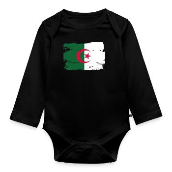 Drapeau officiel de l’Algérie Fierté du pays algérien - Body Bébé bio manches longues - noir - Devant