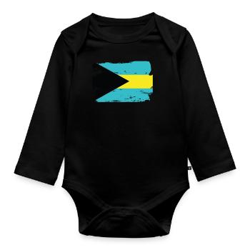 Official Bahamas Flag Bahamian Country Pride - Organic Longsleeve Baby Bodysuit - black - Front