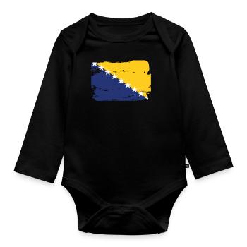 Drapeau officiel de la Bosnie Bosnie Country Pride Vintage - Body Bébé bio manches longues - noir - Devant