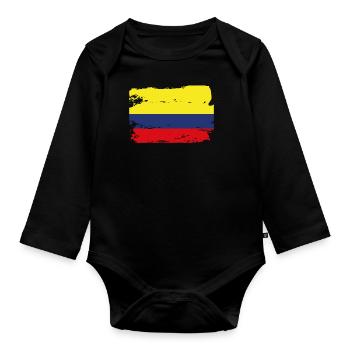 Drapeau officiel de la Colombie Fierté du pays colombien - Body Bébé bio manches longues - noir - Devant
