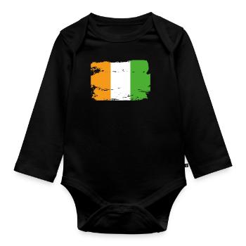 Drapeau officiel de la Côte d’Ivoire Pays de côte d’Ivoire - Body Bébé bio manches longues - noir - Devant