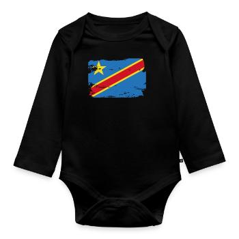 Drapeau officiel de la République démocratique du Congo - Body Bébé bio manches longues - noir - Devant