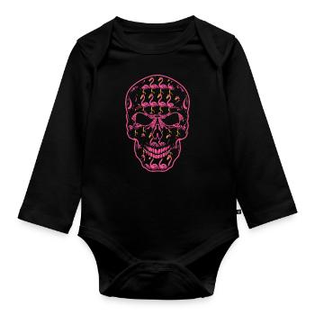 Flamaingo Skeleton Bone Horror Scary Halloween - Baby Bio-Langarm-Body - Schwarz - Vorne