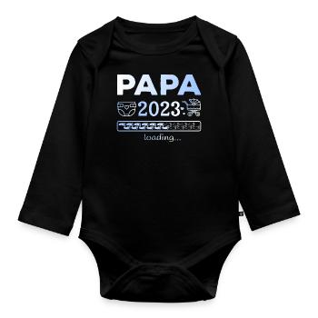 Werdende Papa 2023 Loading Schwangerschaft Vater - Baby Bio-Langarm-Body - Schwarz - Vorne