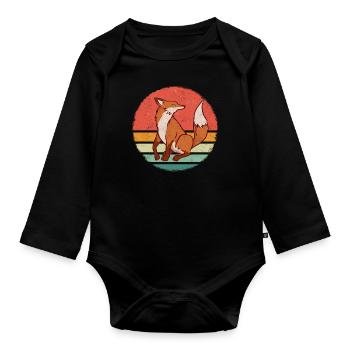 Fox Foxes Animal - Organic Longsleeve Baby Bodysuit - black - Front
