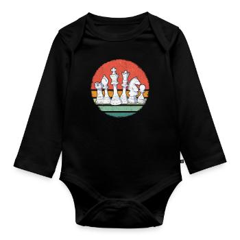 Schach Schachspieler - Baby Bio-Langarm-Body - Schwarz - Vorne