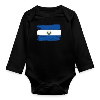 Drapeau officiel du Salvador Pays salvadorien - Body Bébé bio manches longues - noir - Devant