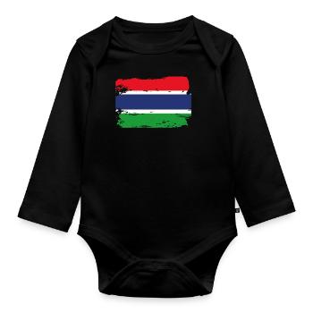 Official Gambia Flag Gambian Georgian Country - Organic Longsleeve Baby Bodysuit - black - Front