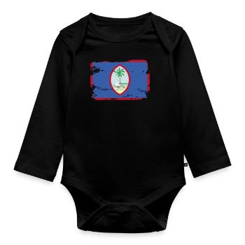 Offizielle Guam Flagge Chamorros Country Pride Vintage - Baby Bio-Langarm-Body - Schwarz - Vorne