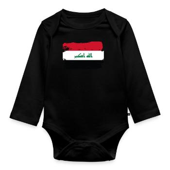 Offizielle Irak-Flagge Irakisches Land Pride Vintage - Baby Bio-Langarm-Body - Schwarz - Vorne