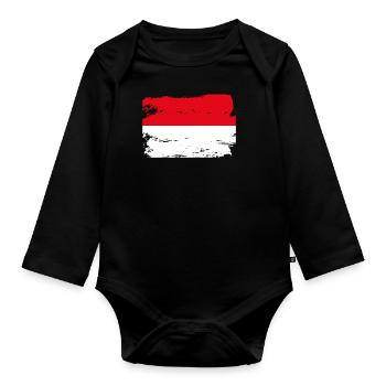 Drapeau officiel de l’Indonésie Fierté du pays indonésien - Body Bébé bio manches longues - noir - Devant