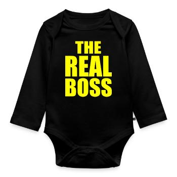 The real boss - Body Bébé bio manches longues - noir - Devant