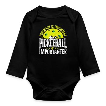 Pickleball Education Is Important - Baby Bio-Langarm-Body - Schwarz - Vorne