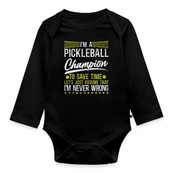 Pickleball Je suis un Pickleball - Body Bébé bio manches longues - noir - Devant