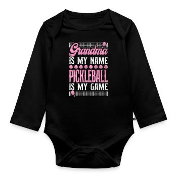Pickleball Grandma Grandma Is My - Baby Bio-Langarm-Body - Schwarz - Vorne