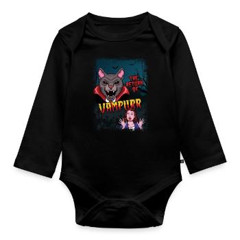 Cute Cat Vampire Horror Scary Halloween - Organic Longsleeve Baby Bodysuit - black - Front