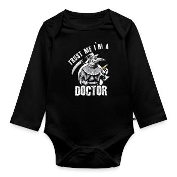 Creepy Doctor Plague Horror Scary Halloween - Baby Bio-Langarm-Body - Schwarz - Vorne