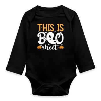 Halloween Costume - This Is Boo Sheet Ghost - Organic Longsleeve Baby Bodysuit - black - Front