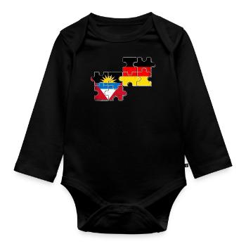 Antigua und Barbuda Deutschland Flagge - Baby Bio-Langarm-Body - Schwarz - Vorne