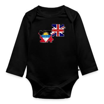 Antigua and Barbuda Great Britain Flag - Organic Longsleeve Baby Bodysuit - black - Front