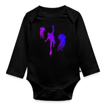 Scuba Divers Scuba Diving Ladies Scuba Diver - Organic Longsleeve Baby Bodysuit - black - Front