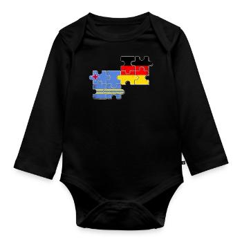 Aruba Deutschland Flagge Arubaner Deutscher - Baby Bio-Langarm-Body - Schwarz - Vorne
