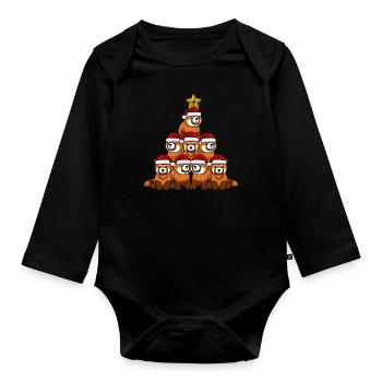 Arbre de Noël Panda - Body Bébé bio manches longues - noir - Devant