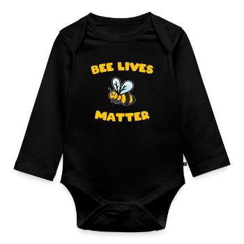 Bee Bees Beekeeper Honey Bee Honey Saying Sayings - Organic Longsleeve Baby Bodysuit - black - Front