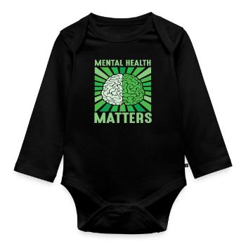 Mental Health Matters Brain Awareness Vintage - Organic Longsleeve Baby Bodysuit - black - Front
