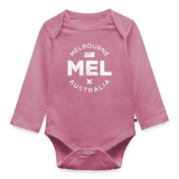 MEL, Melbourne Australien - Baby Bio-Langarm-Body - Mauve - Vorne