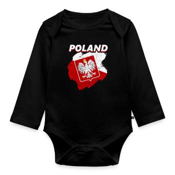 Pologne Polska Drapeau polonais - Body Bébé bio manches longues - noir - Devant