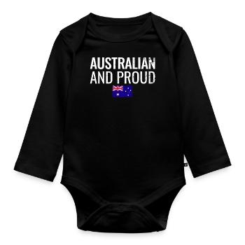 Australian And Proud Australian Flag - Organic Longsleeve Baby Bodysuit - black - Front