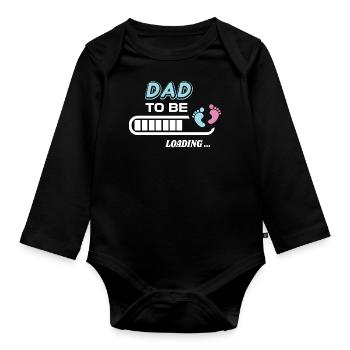 futur papa. Patienter cadeau naissance - Body Bébé bio manches longues - noir - Devant