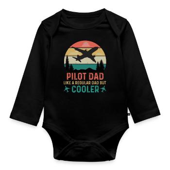 Pilot Airplane Glider Flying Sports Papa Father - Organic Longsleeve Baby Bodysuit - black - Front