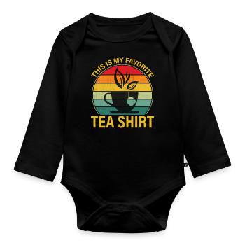 Tea Lover - This Is My Favorite Tea - Organic Longsleeve Baby Bodysuit - black - Front