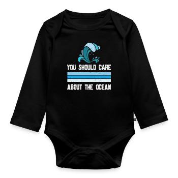 Vous devriez vous soucier de la vie aquatique de l’océan - Body Bébé bio manches longues - noir - Devant