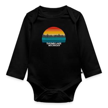 Thumb Lake Michigan - Baby Bio-Langarm-Body - Schwarz - Vorne