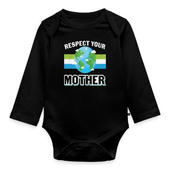 Respectez la protection de votre Terre Mère - Body Bébé bio manches longues - noir - Devant