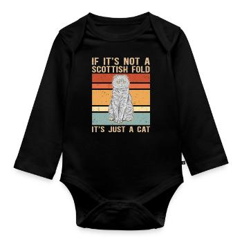 Scottish folding ear cat | Scottish Fold Gift - Organic Longsleeve Baby Bodysuit - black - Front