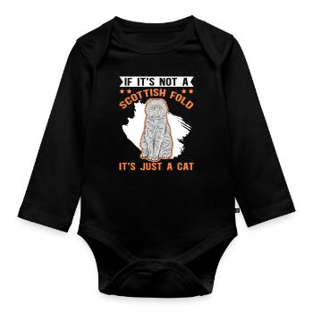 Scottish Folding Ear Cat Cat Owner Gift - Organic Longsleeve Baby Bodysuit - black - Front