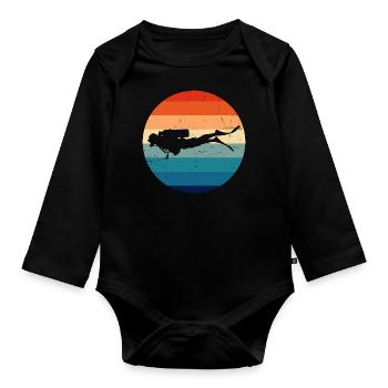 Free Dive Diving Diver Damen Scuba Taucher - Baby Bio-Langarm-Body - Schwarz - Vorne