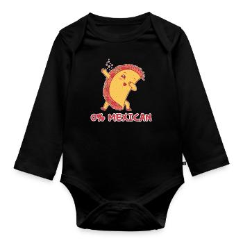 Zero Mexican Cute Kawaii Heart Dab Dabbing Taco - Organic Longsleeve Baby Bodysuit - black - Front