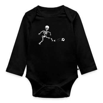 Skeleton Football Player Football Halloween - Organic Longsleeve Baby Bodysuit - black - Front