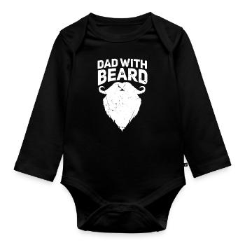 Père barbu Père avec barbe - Body Bébé bio manches longues - noir - Devant
