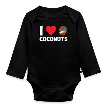 Coconut Coconut Water Palm Leaves Coconut Milk - Organic Longsleeve Baby Bodysuit - black - Front