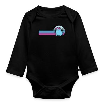 Retro Capybara With Sunglasses Vintage Capibara - Organic Longsleeve Baby Bodysuit - black - Front