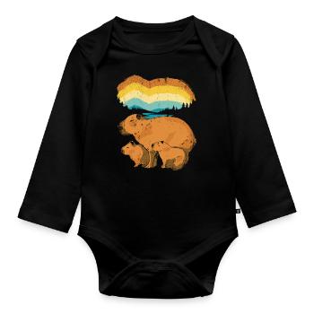 Retro Capybara With Sunglasses Vintage Capibara - Organic Longsleeve Baby Bodysuit - black - Front